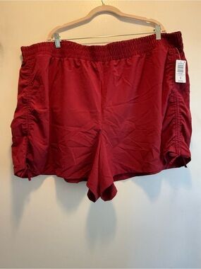 torrid Red Elastic Waist Ruched Side Drawstring Athletic Shorts